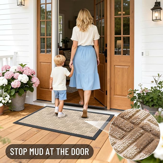 OLANLY Front Door Mat Outside Entrance 47x32, Heavy Duty Sturdy Natural Rubber - Image 7