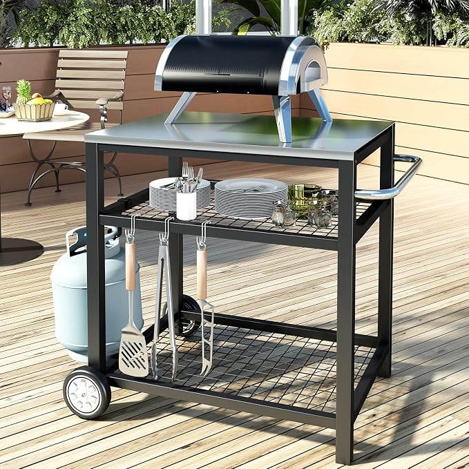 Movable Food Prep and Work Table Stainless Steel Grill Cart Modular Table - Image 3
