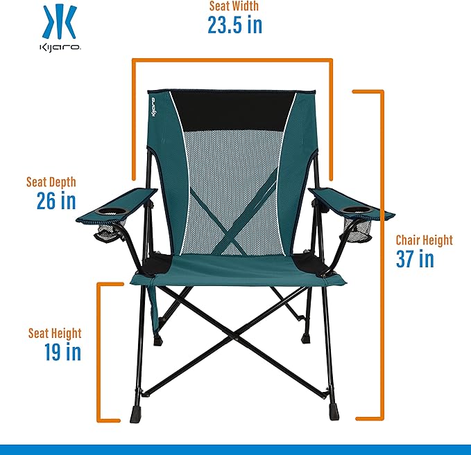 Folding Camp Chair in Cayman Blue Iguana, Diamond Ripstop Polyester, Dual Lock