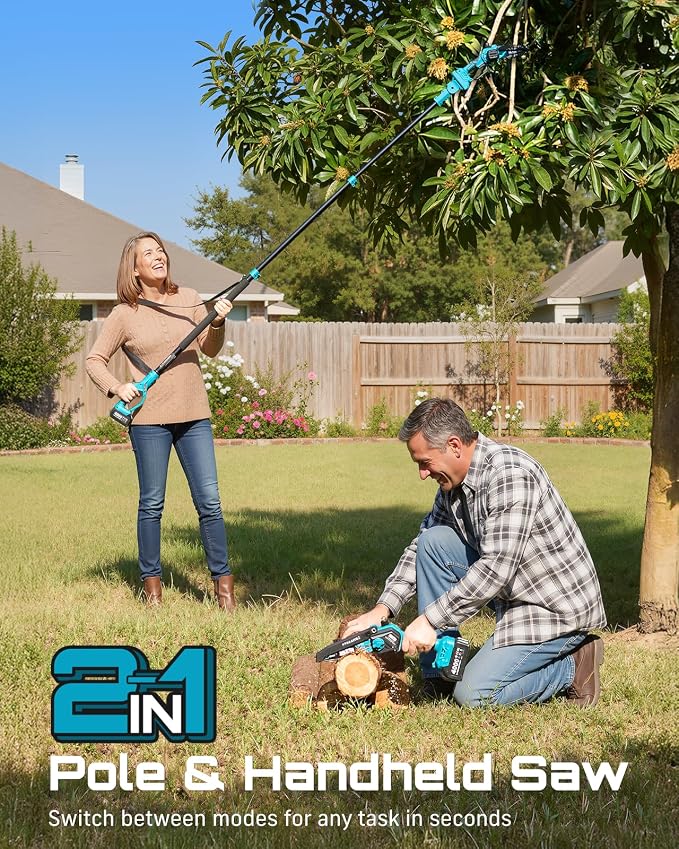 SEESII 2-in-1 Electric Pole Saws: Brushless Mini Chainsaw Cordless 6 Inch - Image 2