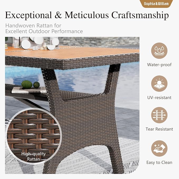 Sophia & William 7 Piece Patio Dining Set, Patio Table and Chairs Set Outdoor - Image 4