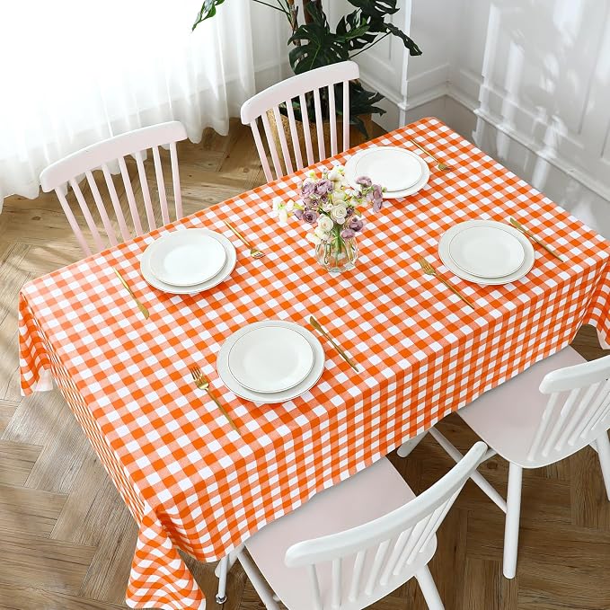 Romanstile Rectangle Vinyl Tablecloth, 100% Waterproof Buffalo Gingham Plastic - Image 5