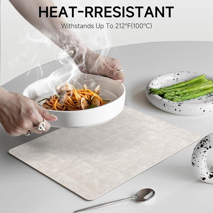 Faux Leather Vinyl Placemats Set of 4 Wipeable Heat Resistant Place Mats 100% - Image 3