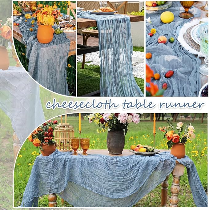20 Packs Cheesecloth Table Runner 10FT Long Boho Gauze Fabric Table Runner - Image 4