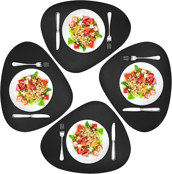 Herda Dining Leather Placemats Set of 4 Wipeable Washable Place Mats by Betterqualitybetterlife