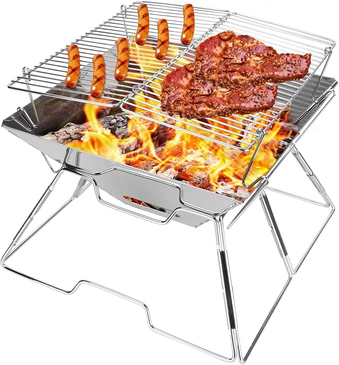 Odoland Folding Campfire Grill, 304 Stainless Steel Grate Barbeque Grill - Image 9