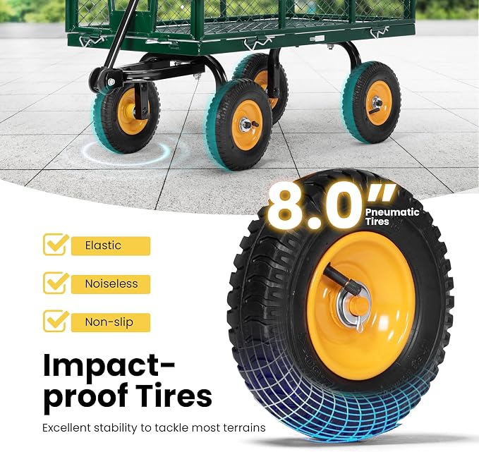 VIVOHOME Heavy Duty 550 Lbs Capacity Mesh Steel Garden Cart Folding Utility - Image 5
