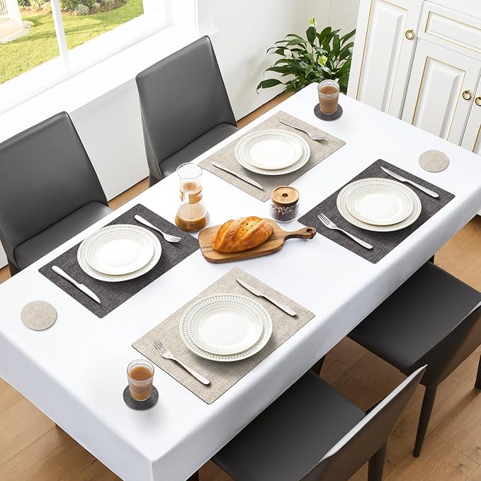 MOSAYT Faux Leather Placemats Set of 6, Heat Resistant Wipeable Washable Vinyl - Image 6