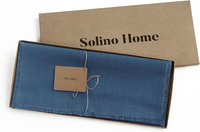 Solino Home Linen Vintage Blue Table Runner 90 Inches Long - Image 5
