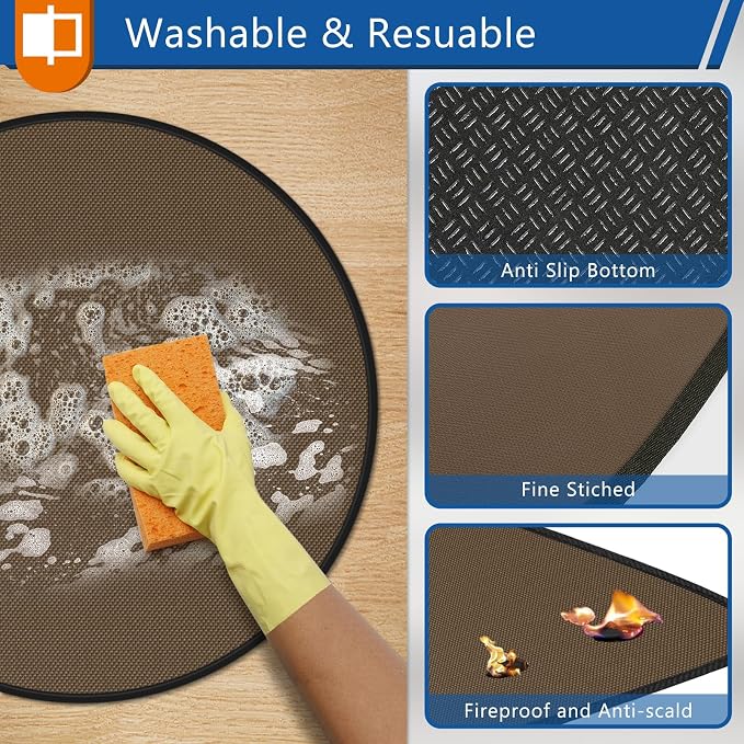Round Under Grill Mat for Outdoor Grill, 36 Inch Anti-Slip BBQ Floor Mats - Image 5