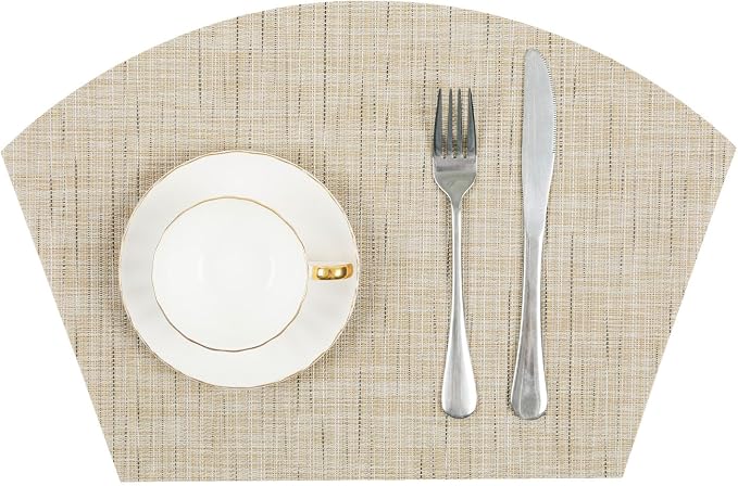 SHACOS Small Round Table Placemats Wedge Placemat Set of 4 Non Slip Heat - Image 7