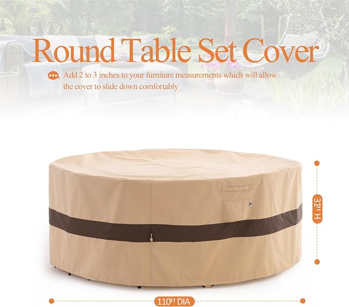 WJ-X3 Round Patio Furniture Cover, Waterproof, UV Resistant, Anti-Fading - Image 7