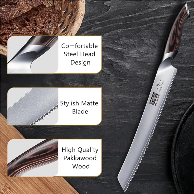 HOSHANHO Bread Knife 10 inch, Japanese High Carbon Stainless Steel Serrated - Image 4