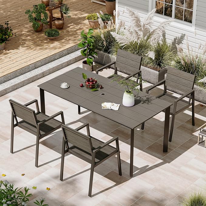 Patio Table and Chairs Set, 5 Piece Outdoor Dining Set by Oasbira