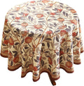 patdrea Designer Linen Round Tablecloth, Vintage Pomegranates and Leaves Tree by Welcometopatdrea