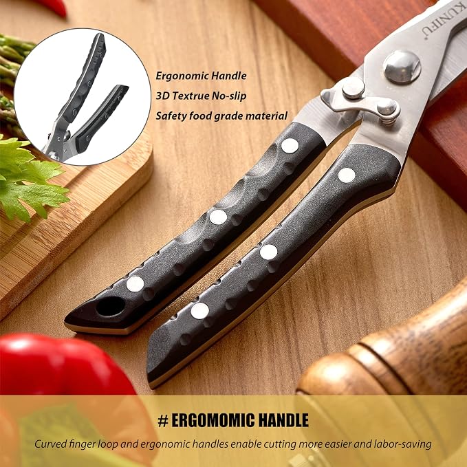 KUNIFU Poultry Shears, All Purpose Heavy Duty Kitchen Scissors - Image 5