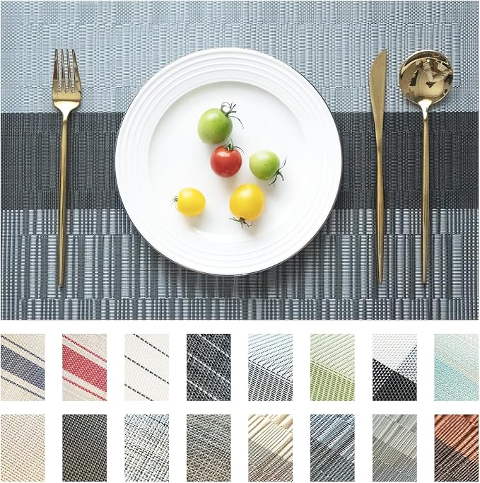 Placemats Set of 6 Vinyl/Plastic Woven Place Mats by Unknown