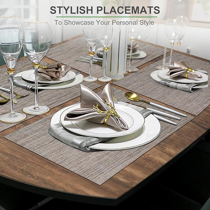 BETEAM Placemats Set of 8, Woven Vinyl Placemat - Image 6