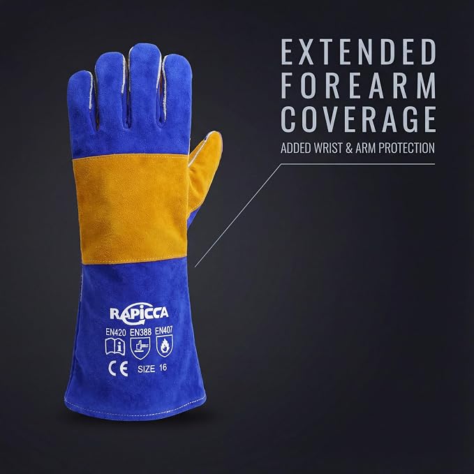 RAPICCA Welding Gloves Fire Heat Resistant: Blue 16IN 932℉ - Image 7