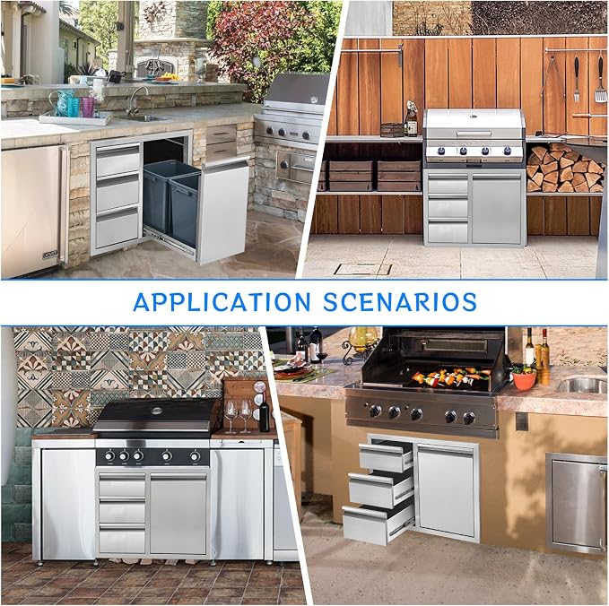 Outdoor Kitchen Drawer Combo, Stainless Steel Triple Drawer Cabinet - Image 7