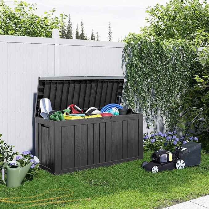 90 Gallon Deck Box, Resin Outdoor Storage Box - Image 6