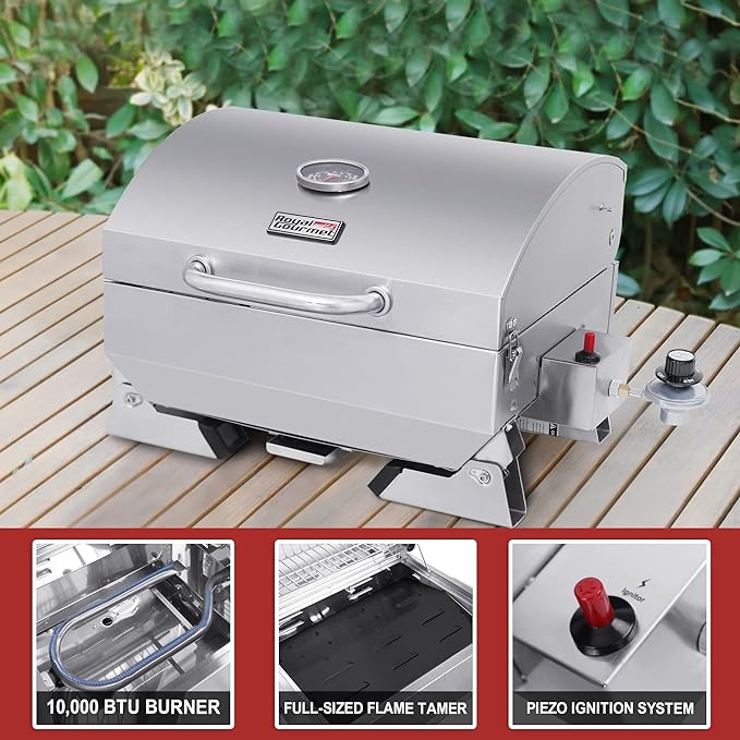 Royal Gourmet GT1001 Stainless Steel Portable Grill, 10000 BTU BBQ Tabletop Gas - Image 5