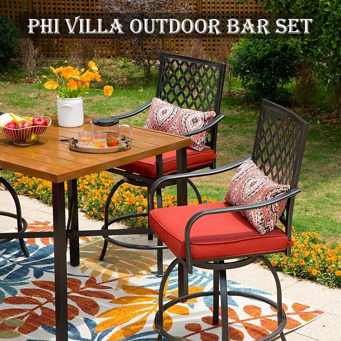 PHI VILLA 36"X36" Outdoor Metal Counter Height Table - Image 6