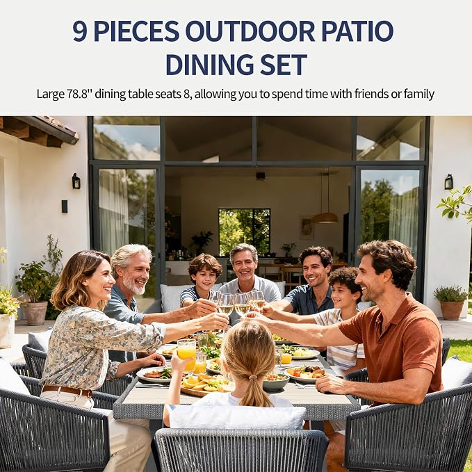 9 Pieces Patio Dining Set for 8 - Image 8