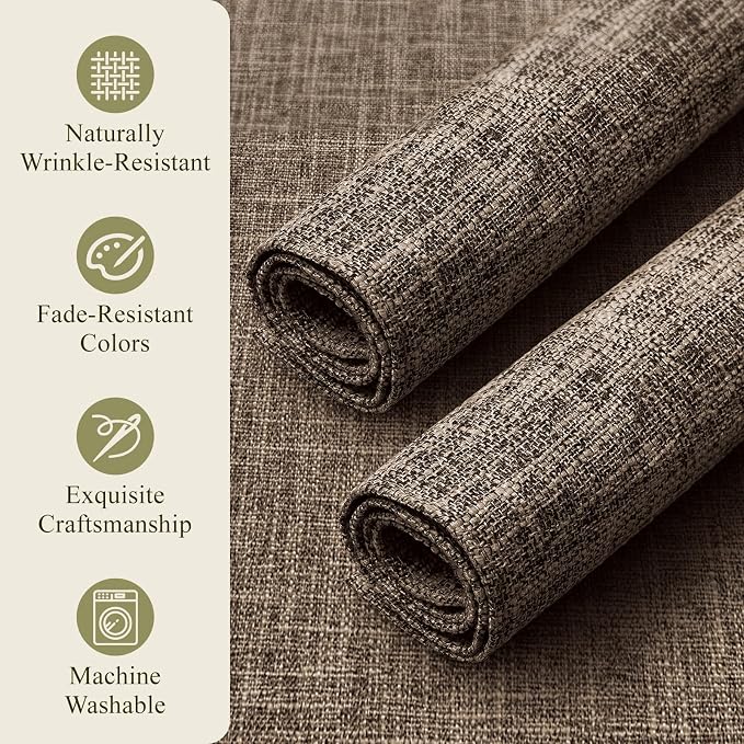 KXN Placemats Set of 6, Dual-Layer Thickened Faux Linen Table Mats, Heat - Image 5