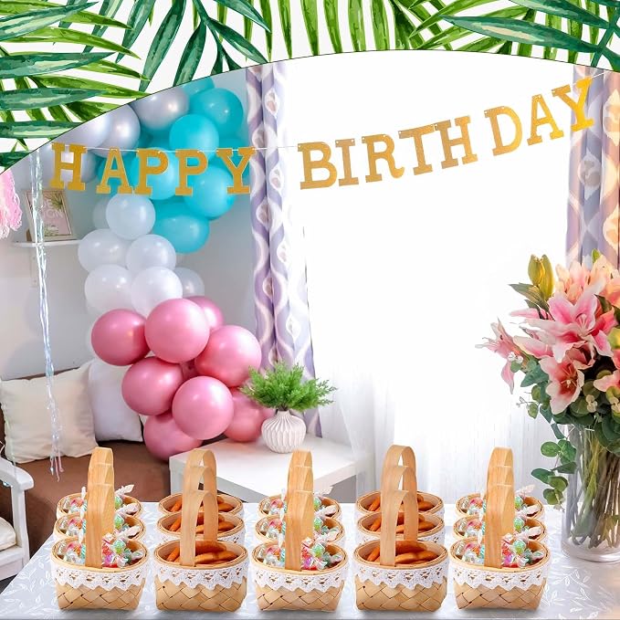 Geelin 12 Pcs Mini Flower Girl Basket Mini Woven Baskets - Image 6