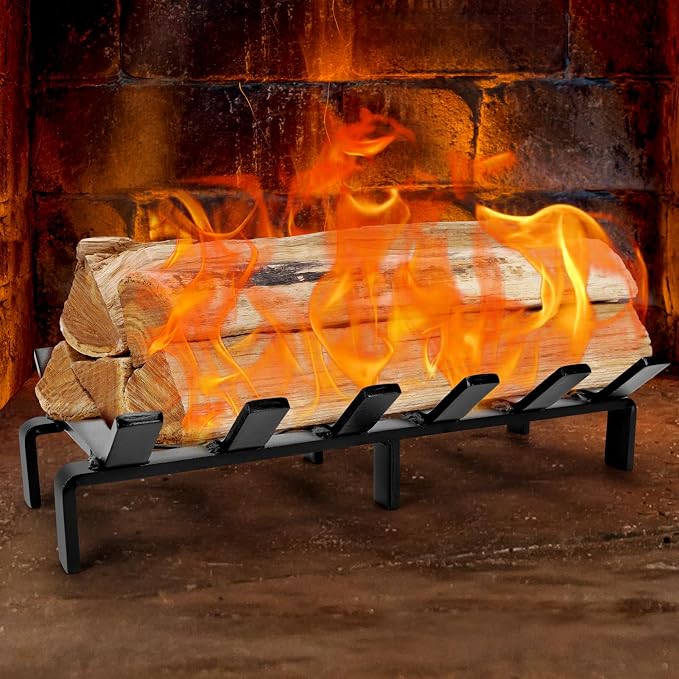 17" Fireplace Grate with Ember Retainer, Wood Stove Grate Rack, Heavy Duty - Image 9