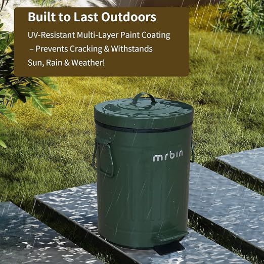 MRBIN Dog Poop Trash Can with Lid, 13L/3.4 Gal Round Pet Outdoor Waste Basket - Image 2