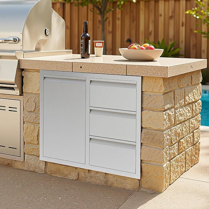 Jocisland Outdoor Kitchen Drawers 28" W×23" D×23" H Stainless Steel Drawers - Image 2
