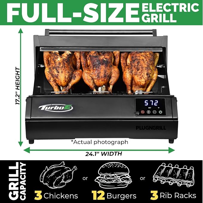 Turbo E XL Electric Grill, 1700W Infrared, Warming Rack and Probe, Apartment - Image 2