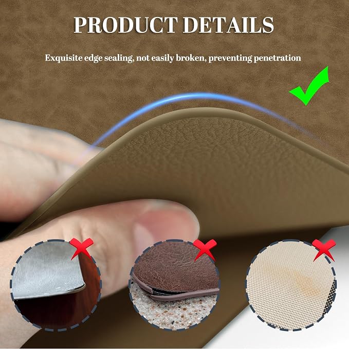 BLESWIN Faux Leather Placemats, 12×17 Inch -Double Side Texture Color Table Mats - Image 4