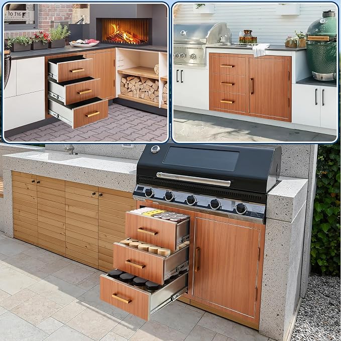 Stainless Steel Outdoor Kitchen Door Drawer Combo 38.2" W x 20.5" H x 22.6" D - Image 4