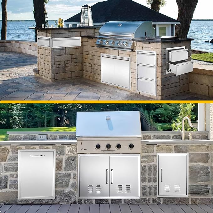 Outdoor Kitchen Drawers 14" W x 15" H x 23" D Flush Mount BBQ Drawers Double - Image 5