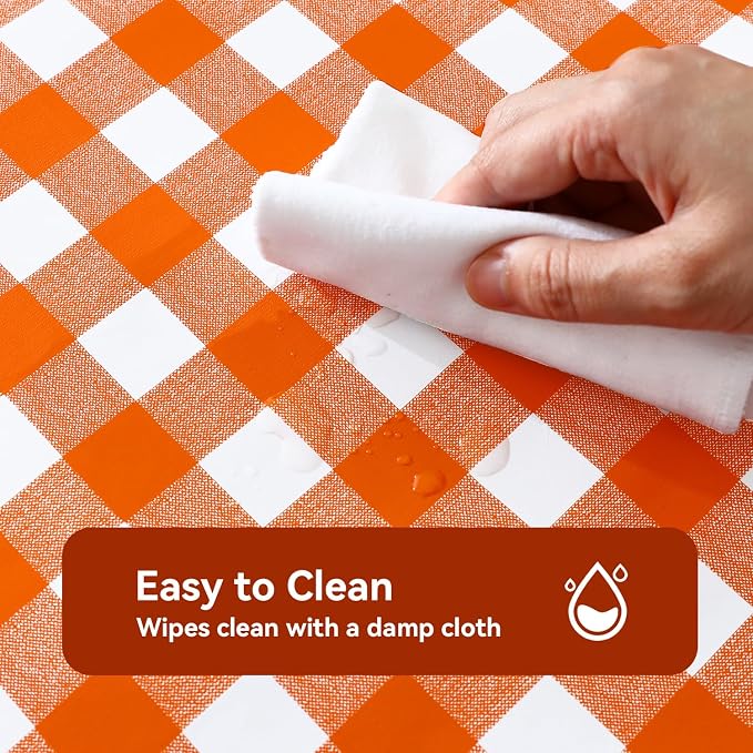 Romanstile Rectangle Vinyl Tablecloth, 100% Waterproof Buffalo Gingham Plastic - Image 3
