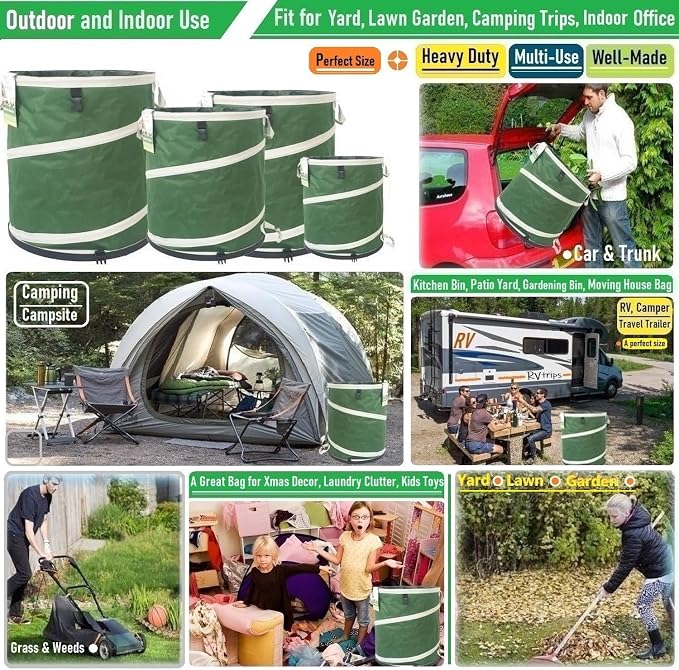24-Gallon Collapsible Trash Can Hard-Shell Bottom Leaf Bag, Yard Waste Bags - Image 2
