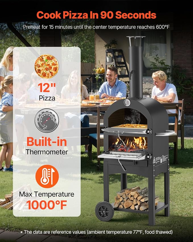 VEVOR Outdoor Pizza Oven, 2-Layer Pizza Oven Wood Fired, Wood Burning Outdoor - Image 2