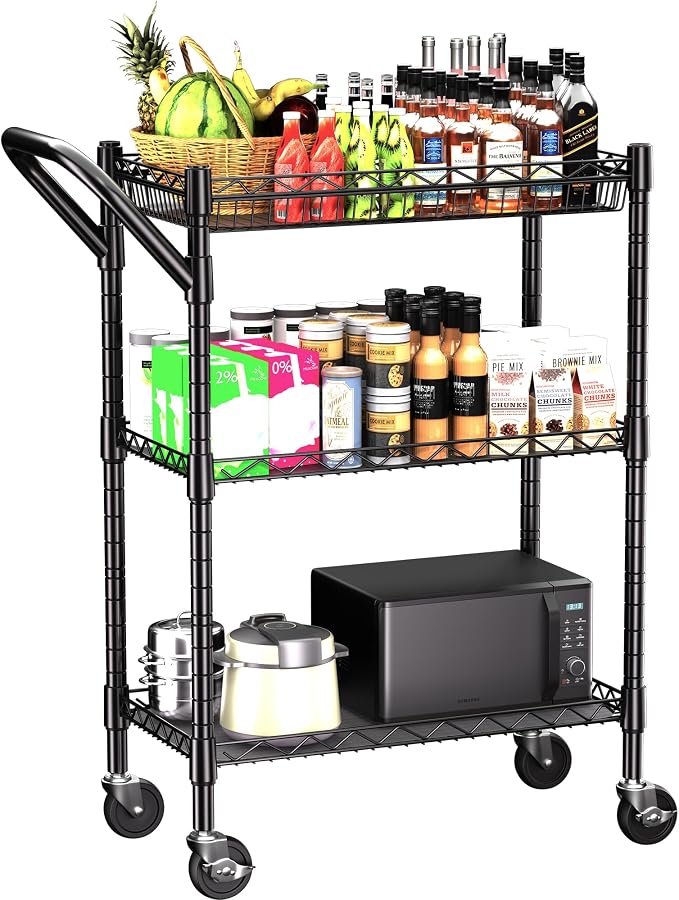 3 Tier Heavy Duty Rolling Utility Cart, Commercial Grade Metal by REGILLER