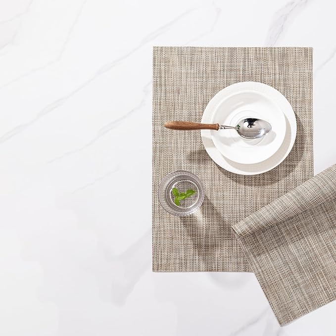 LEXMORE Placemats Set of 6 Vinyl/Plastic Woven Place Mats - Image 6
