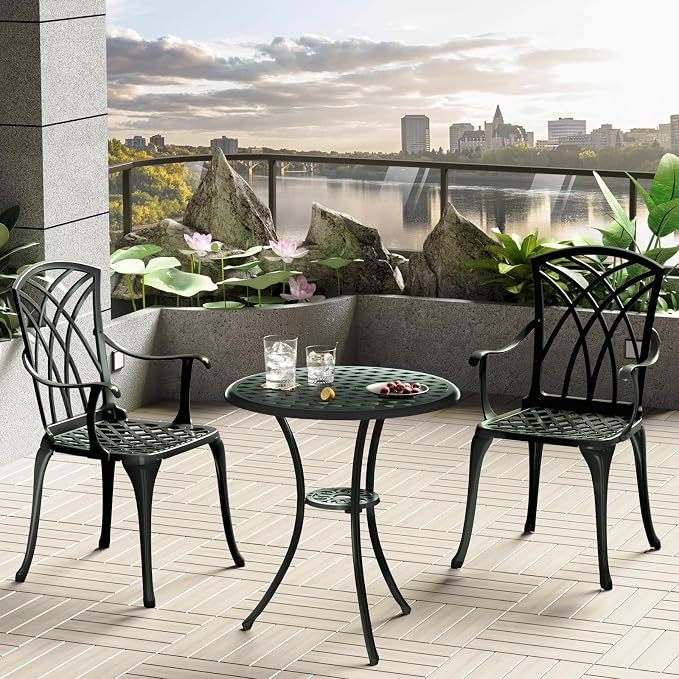 Patio Bistro Set 3 Piece, Cast Aluminum Bistro Set - Image 7