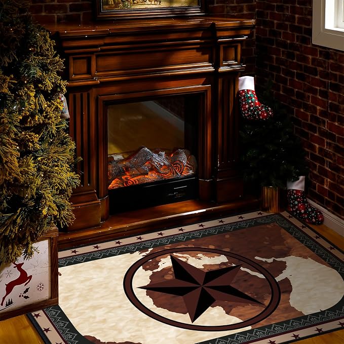 Demissle Cabin Fireplace Hearth Rug Fireplace Mats Cabin Southwestern Fireproof - Image 2