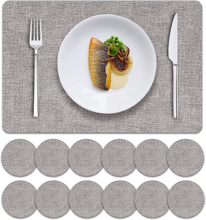 MOSAYT Faux Leather Placemats Set of 12-12 x 18 Inch by MOSAYT