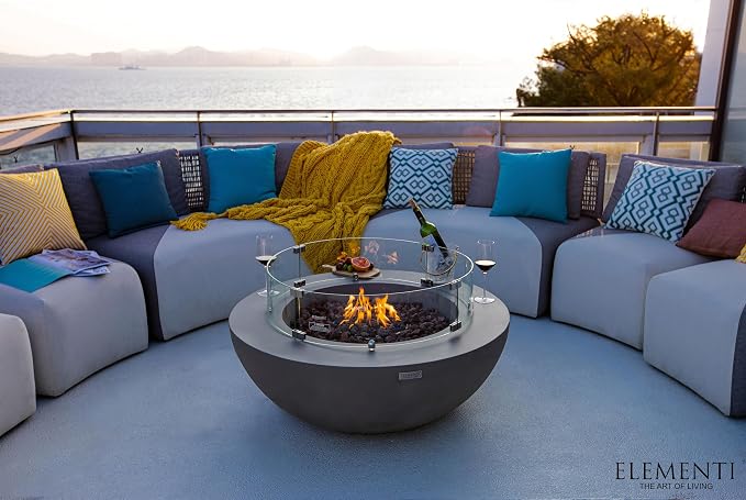 Elementi | Bundle Lunar Gas Fire Pit Cast Concrete 42" Round Fire Table - Image 8