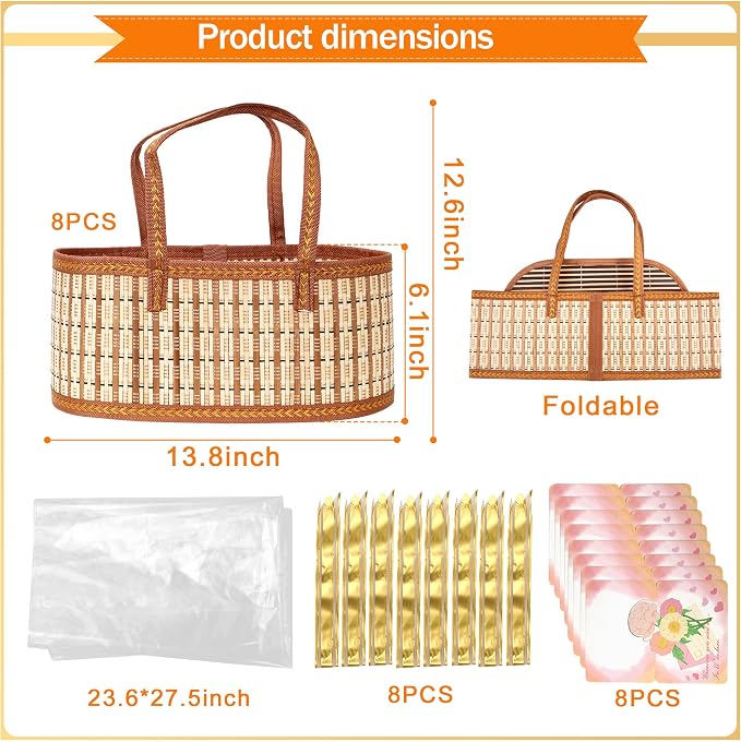 Orchidleaf 8 Set Baskets for Gifts Empty, Gift Empty Bamboo Basket Large - Image 3