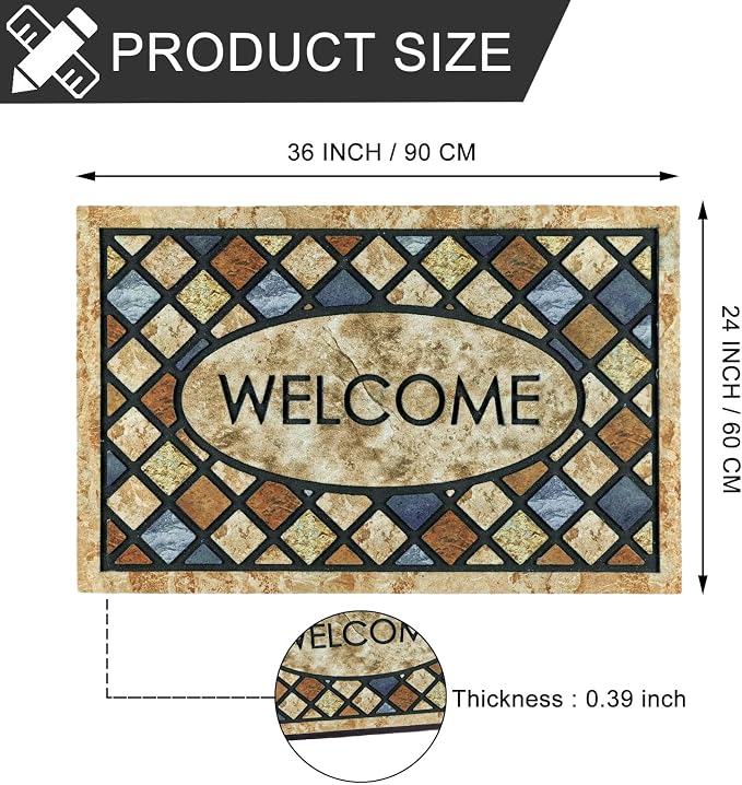 CHICHIC Welcome Door Mat 24x 36 Inch Front Doormat Outdoors - Image 3