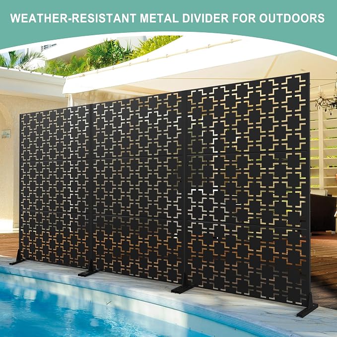 Metal Privacy Screen for Outdoor & Indoor Use, Free Standing Privacy Screen for - Image 5