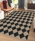 Easy Jute Checkered Area Rug, 4x6 Black Modern Washable Rugs by Rugalia